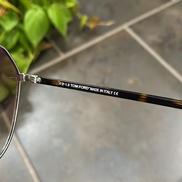 Tom Ford Aviator Sunglasses Silver Havana Metal 63mm‎